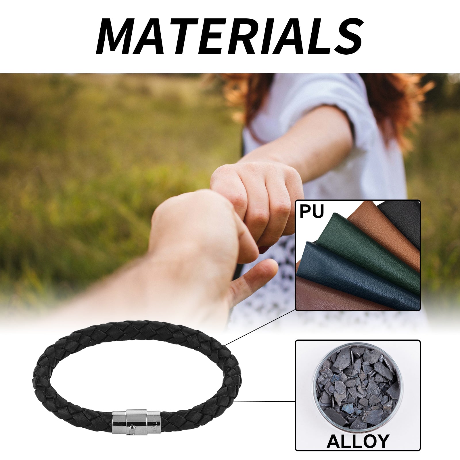 Paararmband, Pu-Lederseil gewebt Herren- und Damenstil Persönlichkeit Einfacher Stil Paararmband Modeaccessoires