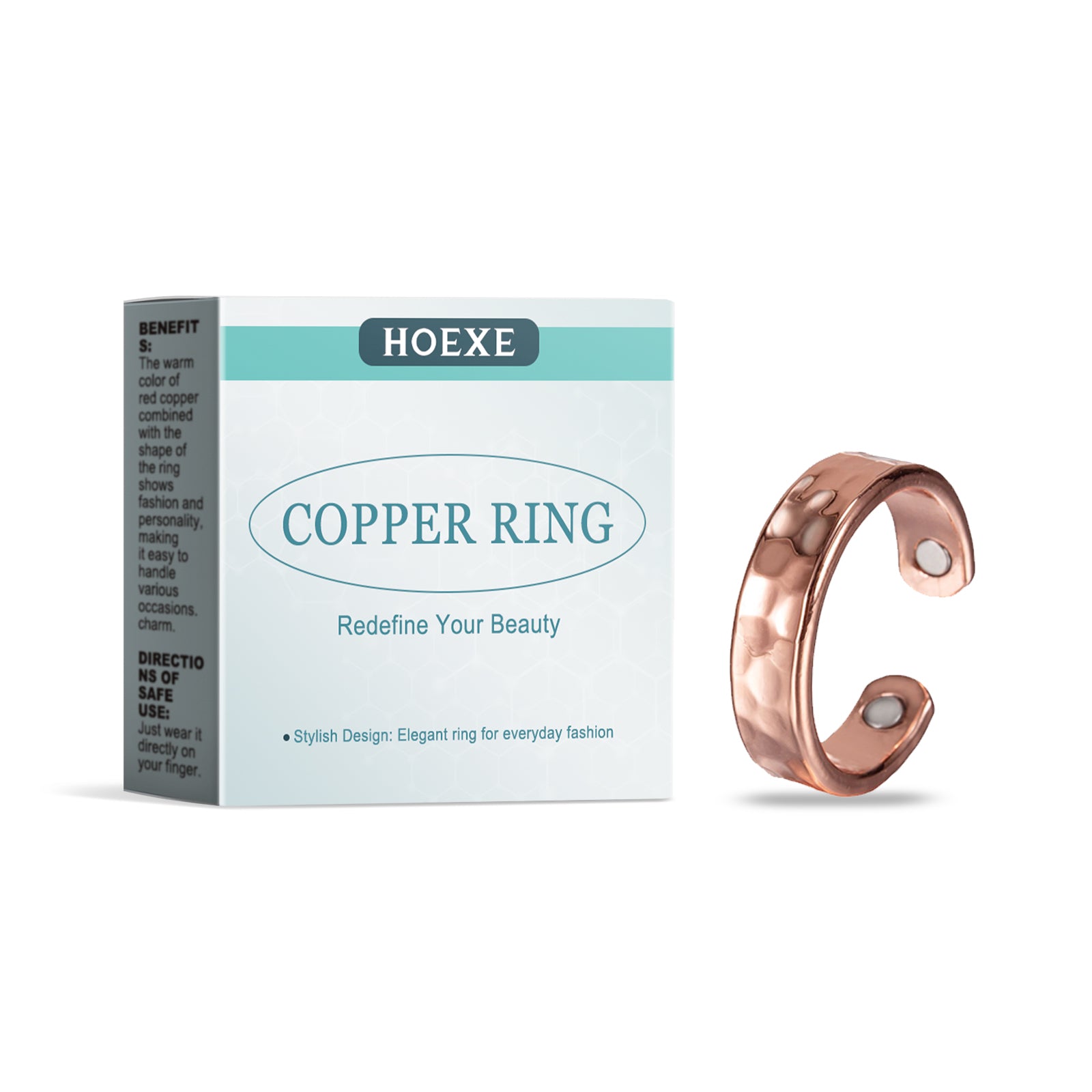 Gewellter Ring aus rotem Kupfer, schönes Modeaccessoire, einzigartiger Trend, schlichtes Design, alles dekorativer Ring