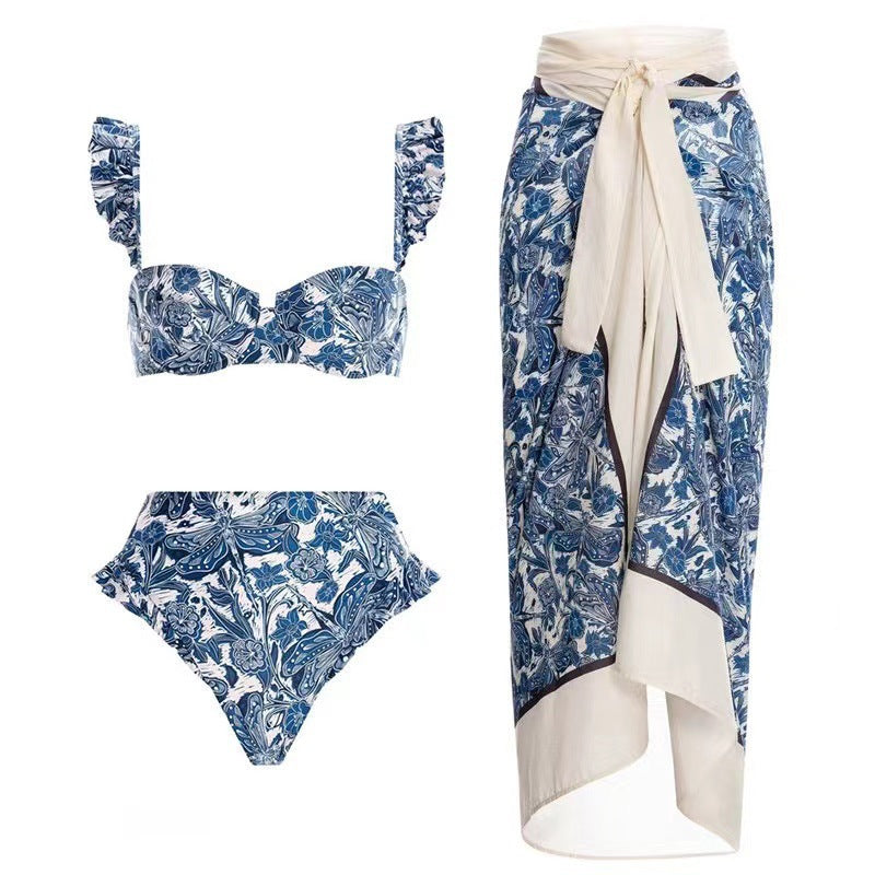 Sexy bikini swimsuit summer French split swimsuit set