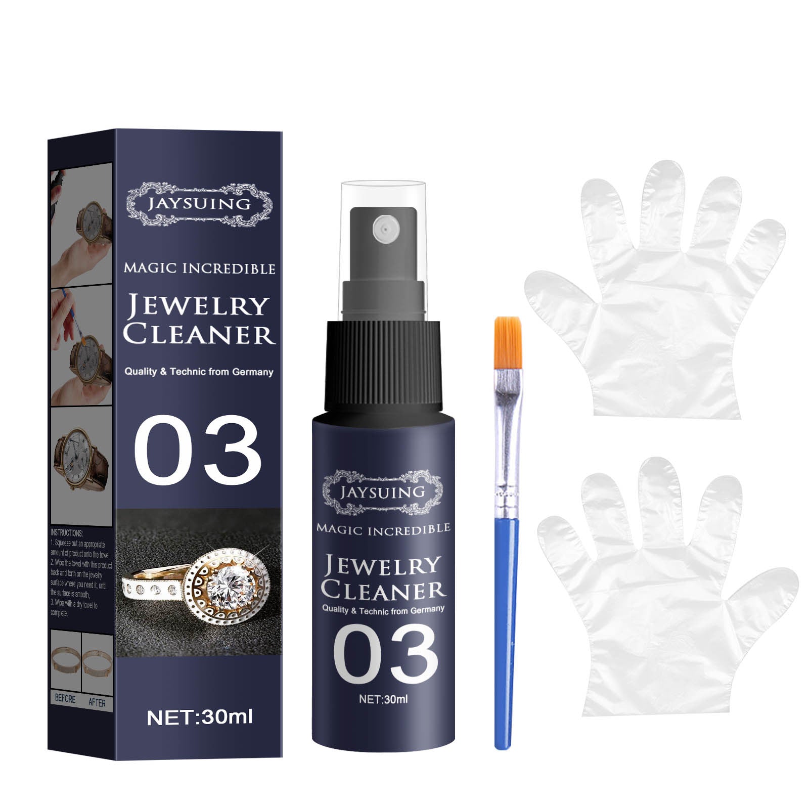 Schmuckreiniger, Rostentfernung, Zifferblattreinigung, Golduhr-Diamantring-Reinigungsspray