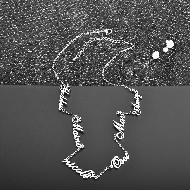 Personalized Name Necklace Stainless Steel English Letter Pendant Women's Jewelry with Multiple Names