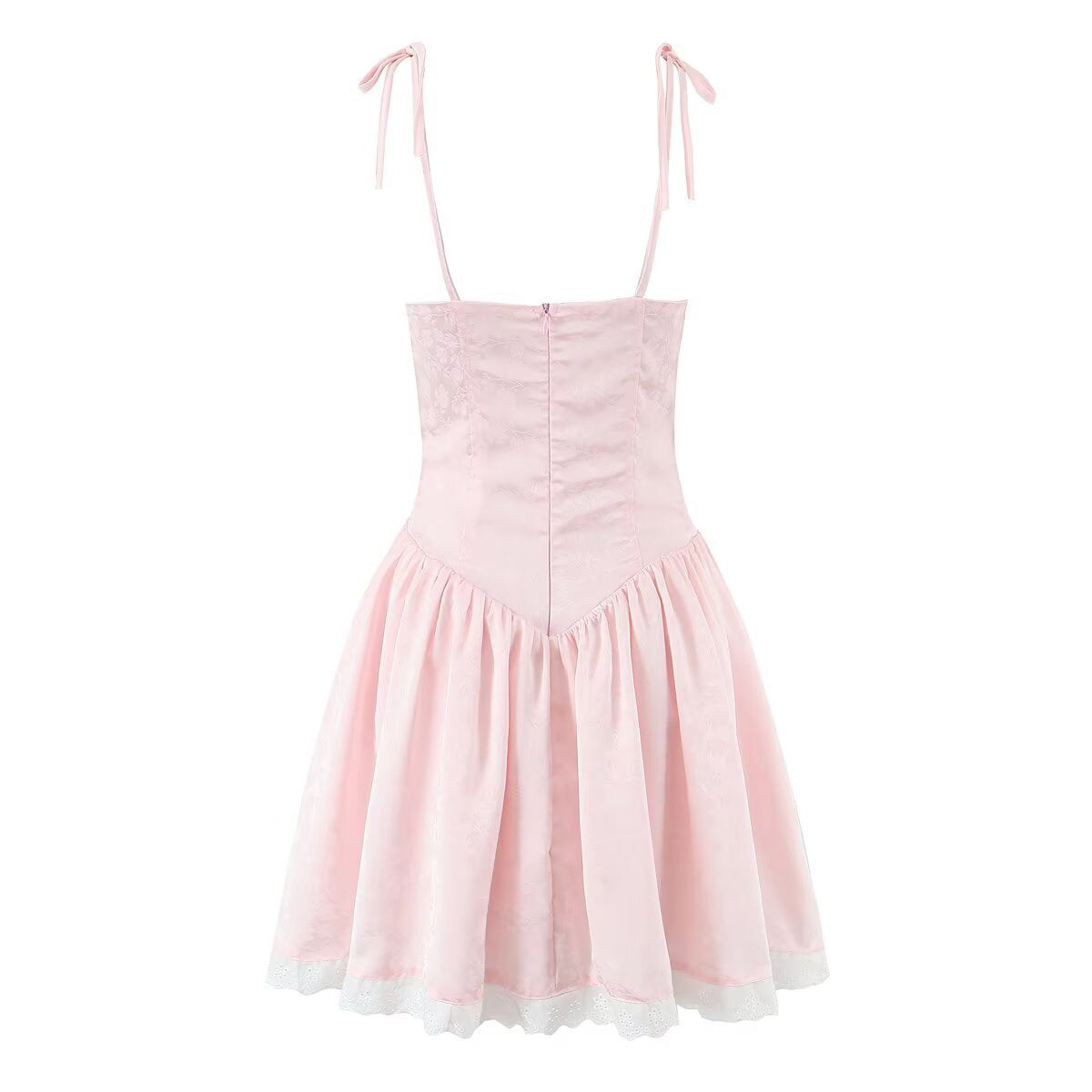 Bow embellished patchwork lace camisole dress for women