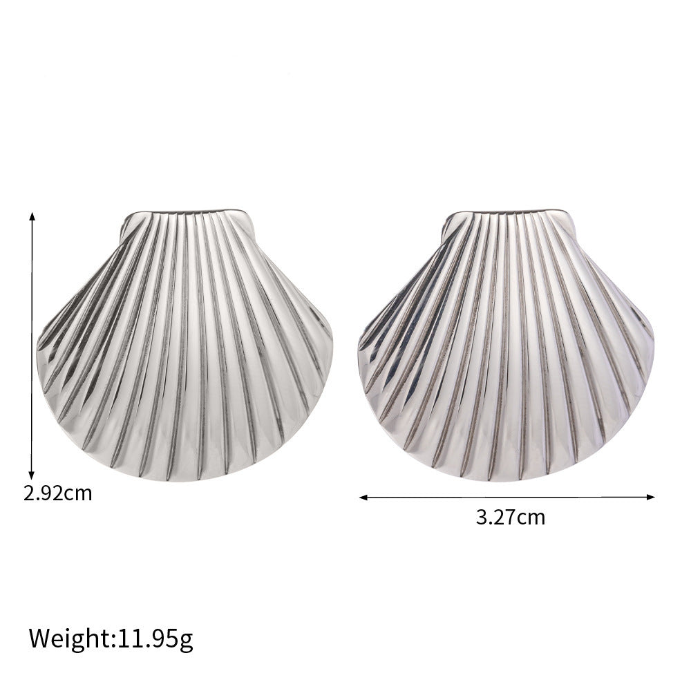 European and American Ocean Wind Shell Titanium Steel Earrings Gold Stainless Steel Earrings Highlight Ear Accessories
