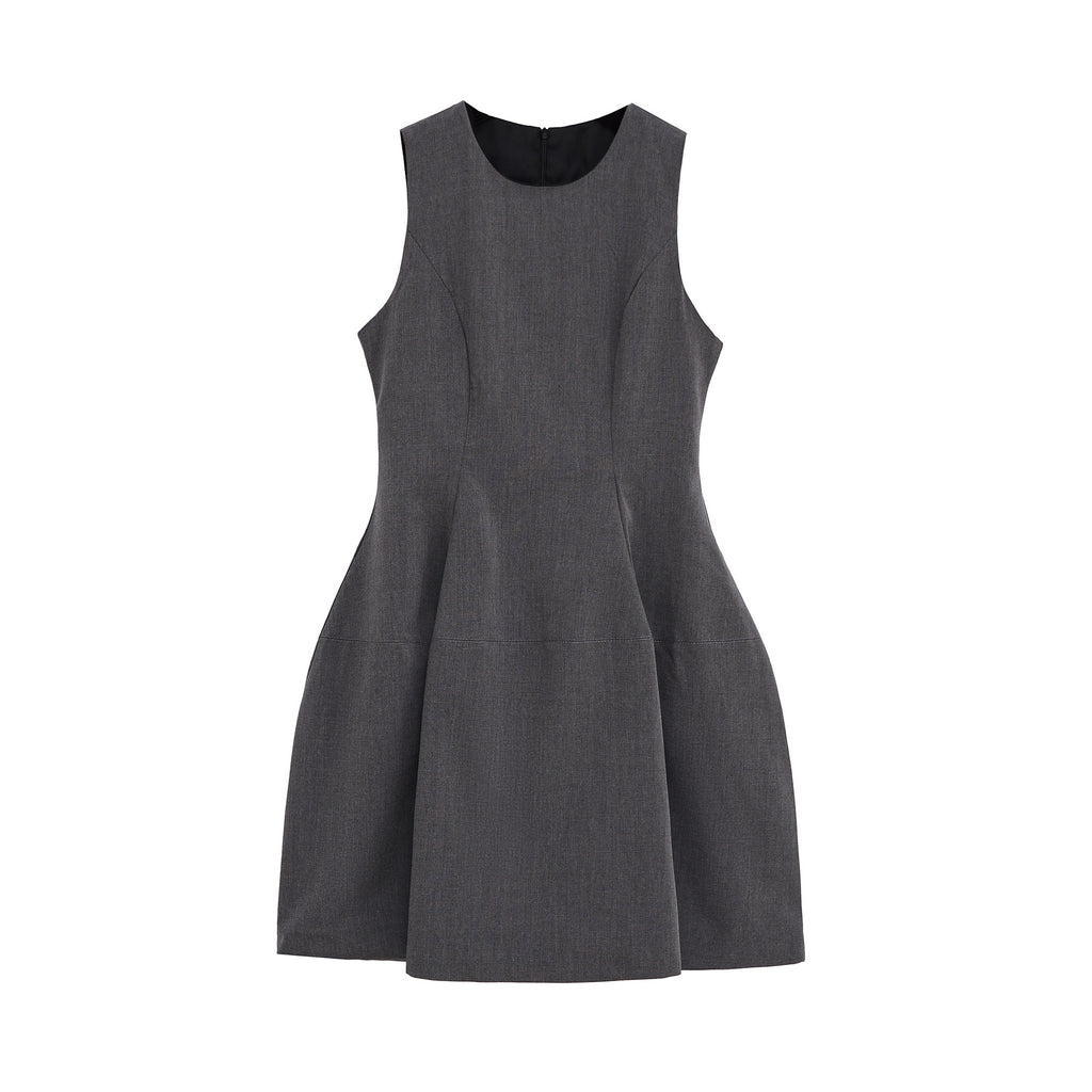 Ärmelloses A-Linien-Kleid im europäischen und amerikanischen Stil mit Rundhalsausschnitt und taillierter Taille