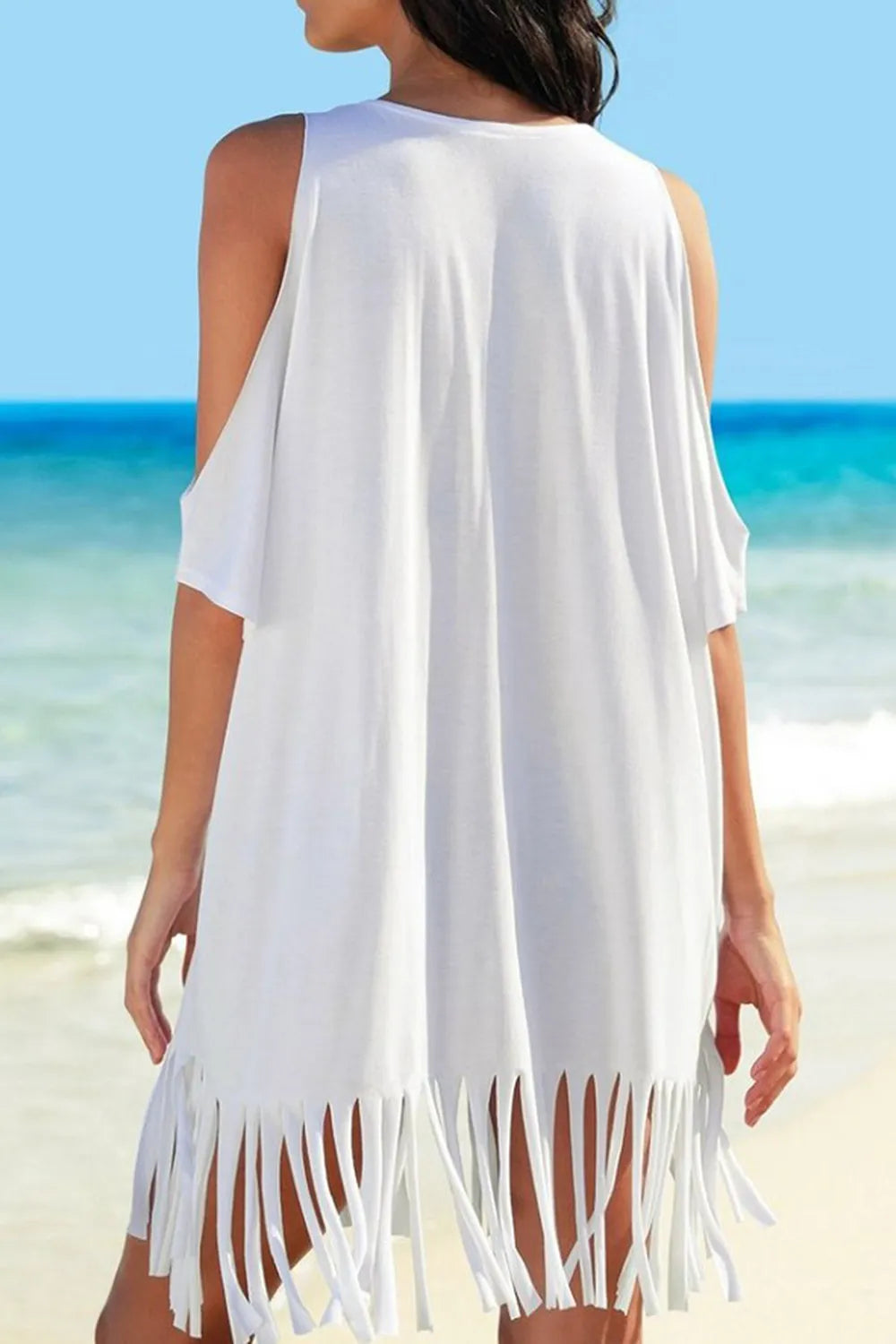 Off shoulder printed loose beach bikini swimsuit cover up jacket sunscreen short skirt