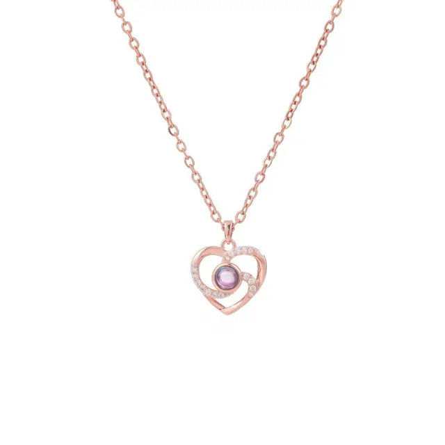 Fashion Heart Necklace Custom Projection Picture Custom Photo Pendant Necklace Valentine's Day Gift Jewelry