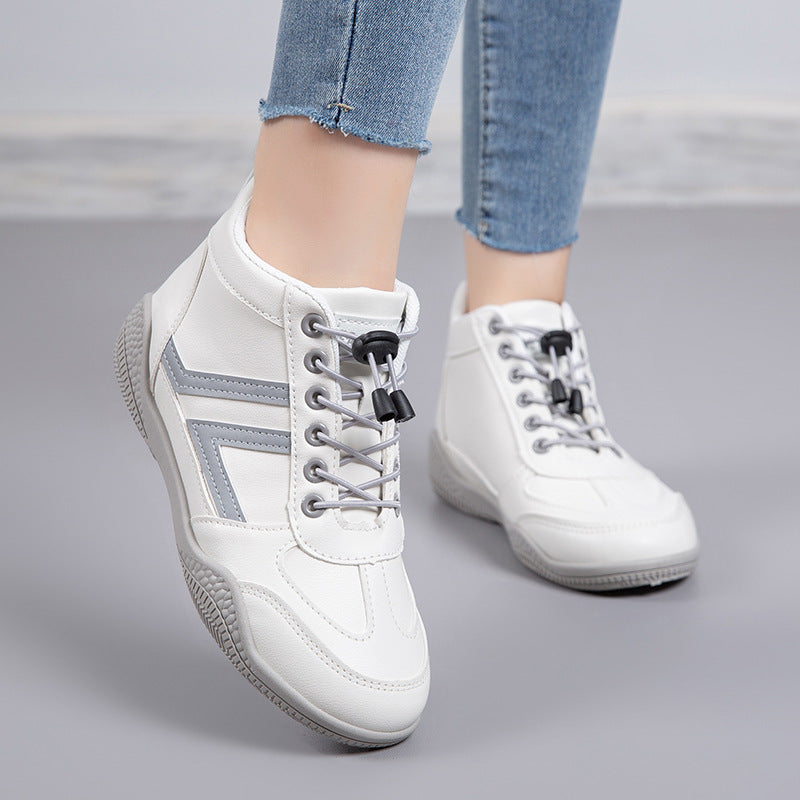 Mid top soft soled white shoes fashionable shoes anti slip and wear-resistant sports shoes for women