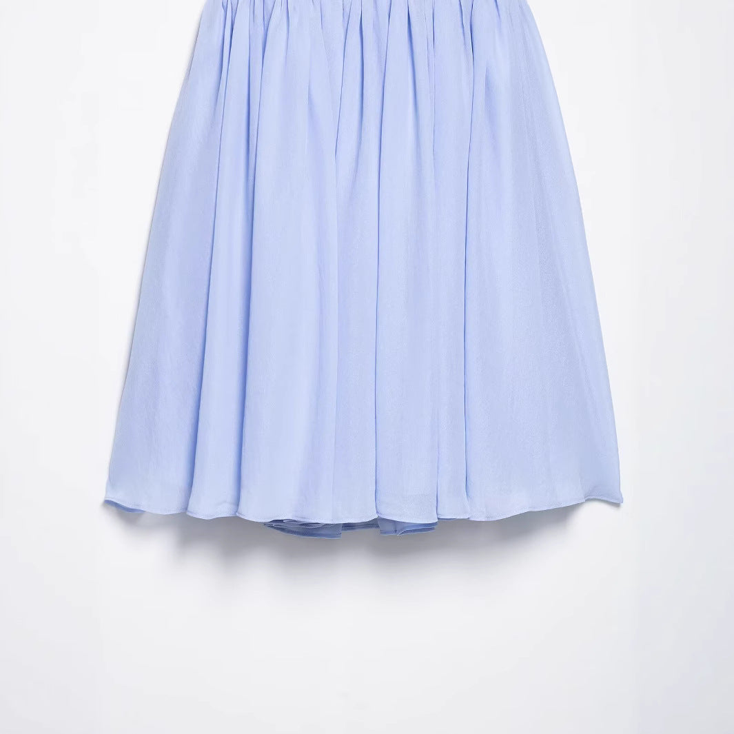Backless cross strap camisole puffy dress for women