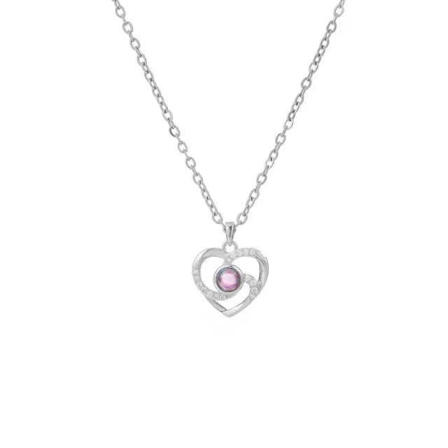 Fashion Heart Necklace Custom Projection Picture Custom Photo Pendant Necklace Valentine's Day Gift Jewelry