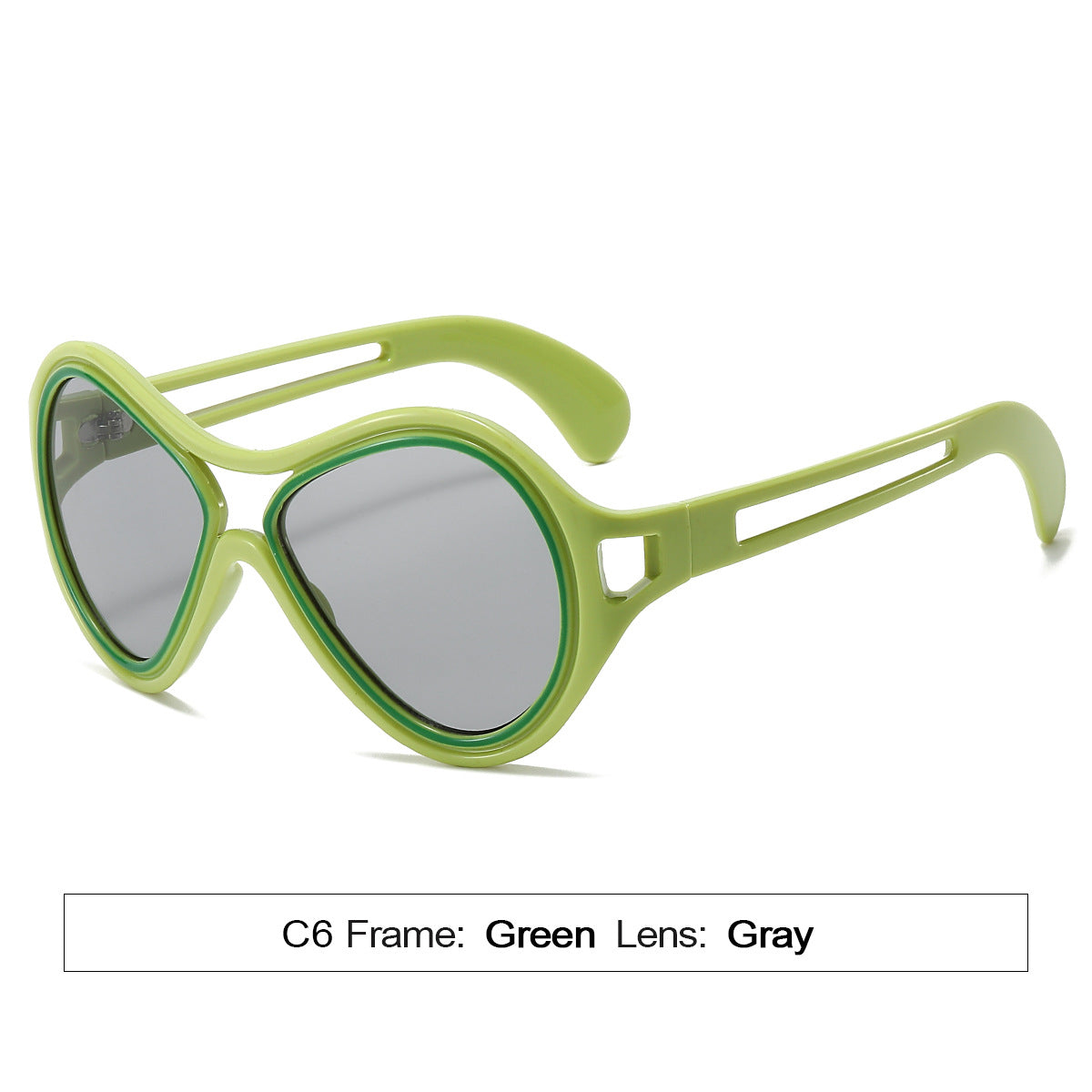 Neue europäische und amerikanische Sonnenbrille für Frauen UV400 Mode Doppelstrahl Rundrahmen Personalisierte PC Hohl Sonnenschutz Sonnenbrille