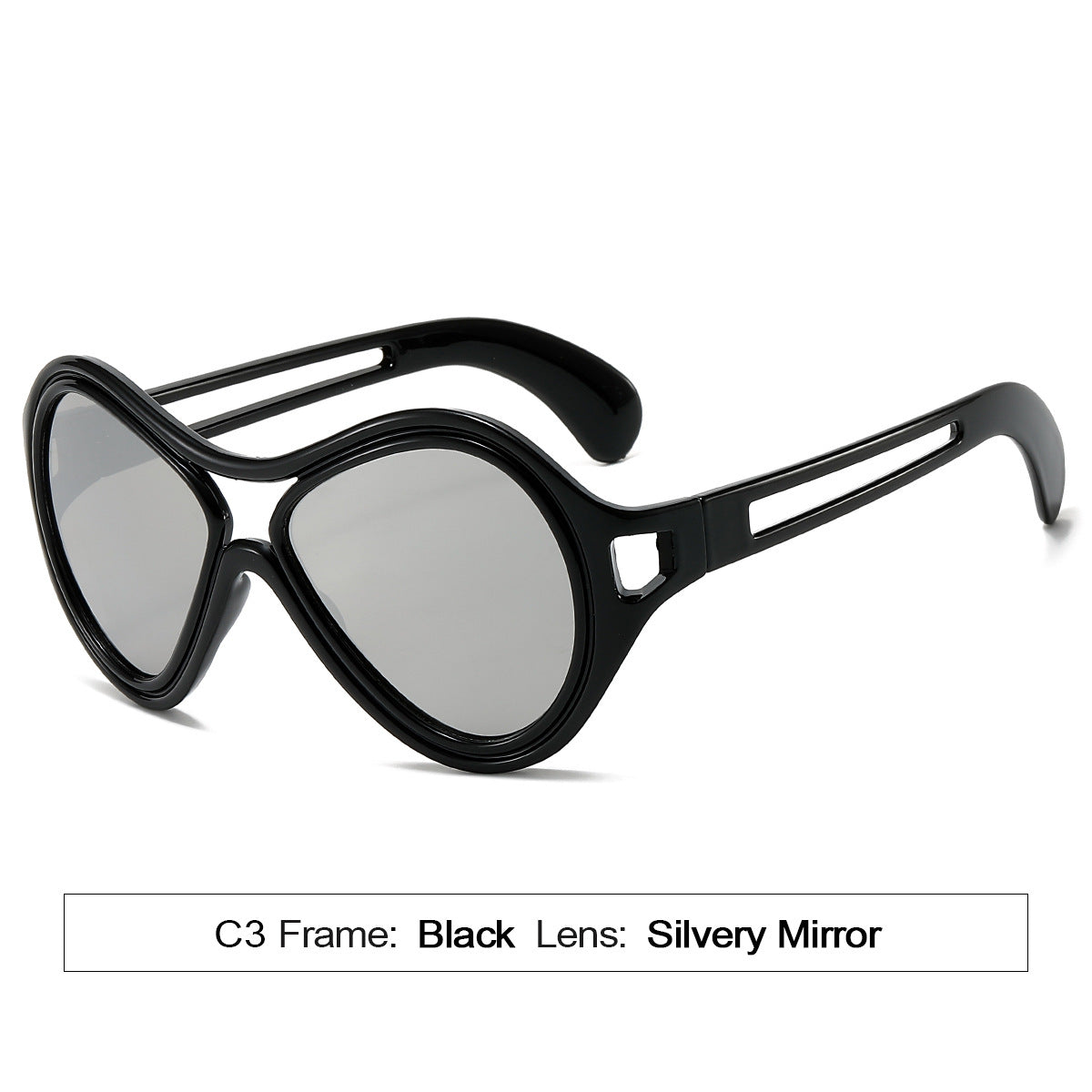 Neue europäische und amerikanische Sonnenbrille für Frauen UV400 Mode Doppelstrahl Rundrahmen Personalisierte PC Hohl Sonnenschutz Sonnenbrille