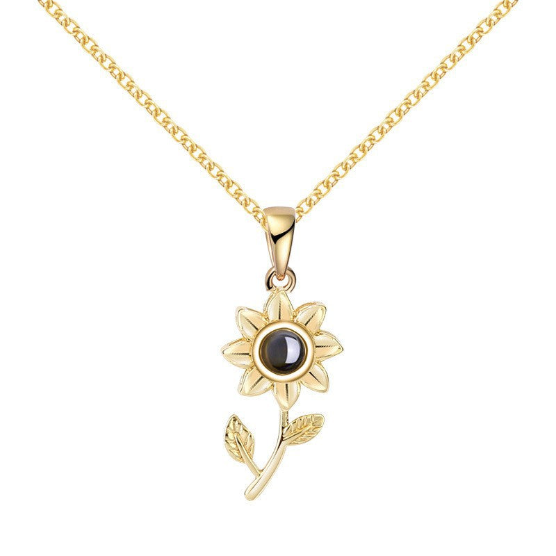 100 Languages I Love You Projection Necklace European and American Women Exquisite Sunflower Jewelry Simple Fashion Necklace Women