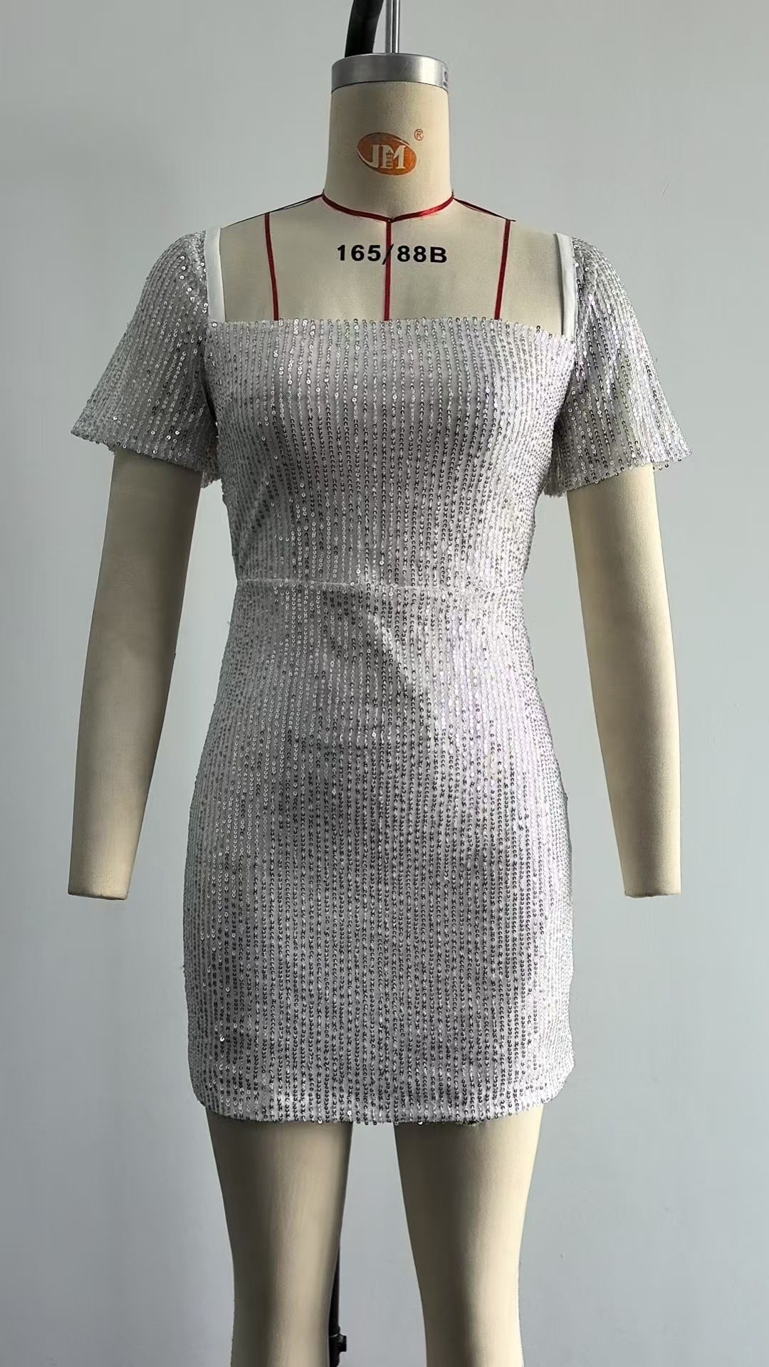 Shiny Sequin Sexy Fitted Women's Dress with Backless Design