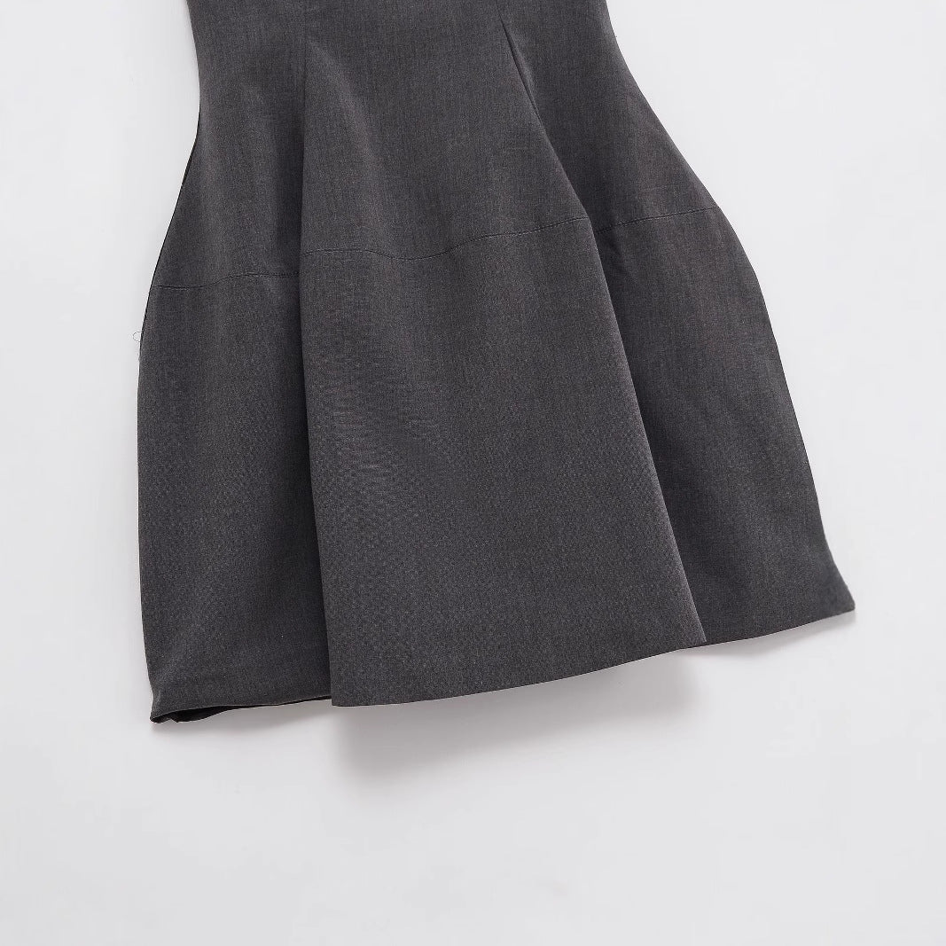 Women's European and American style round neck sleeveless waist cinched A-line dress