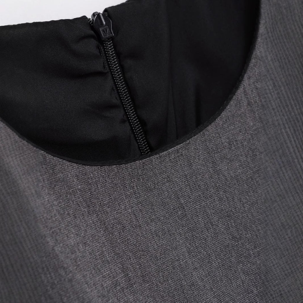 Ärmelloses A-Linien-Kleid im europäischen und amerikanischen Stil mit Rundhalsausschnitt und taillierter Taille