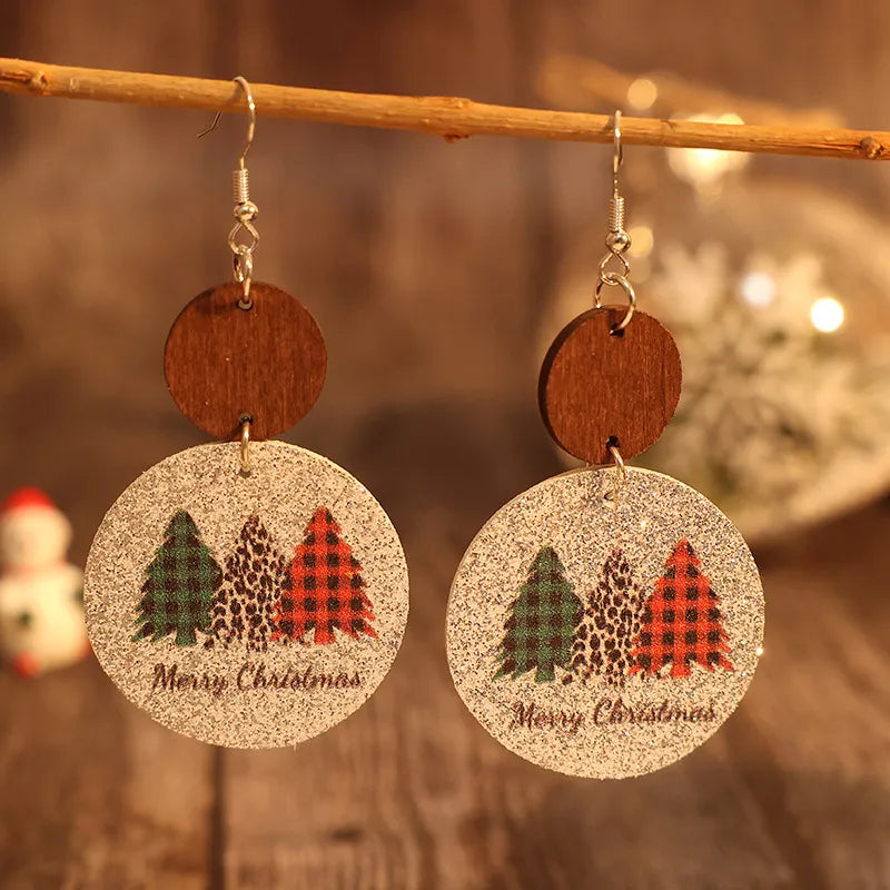 Weihnachtsbaum-Ohrringe aus PU-Leder