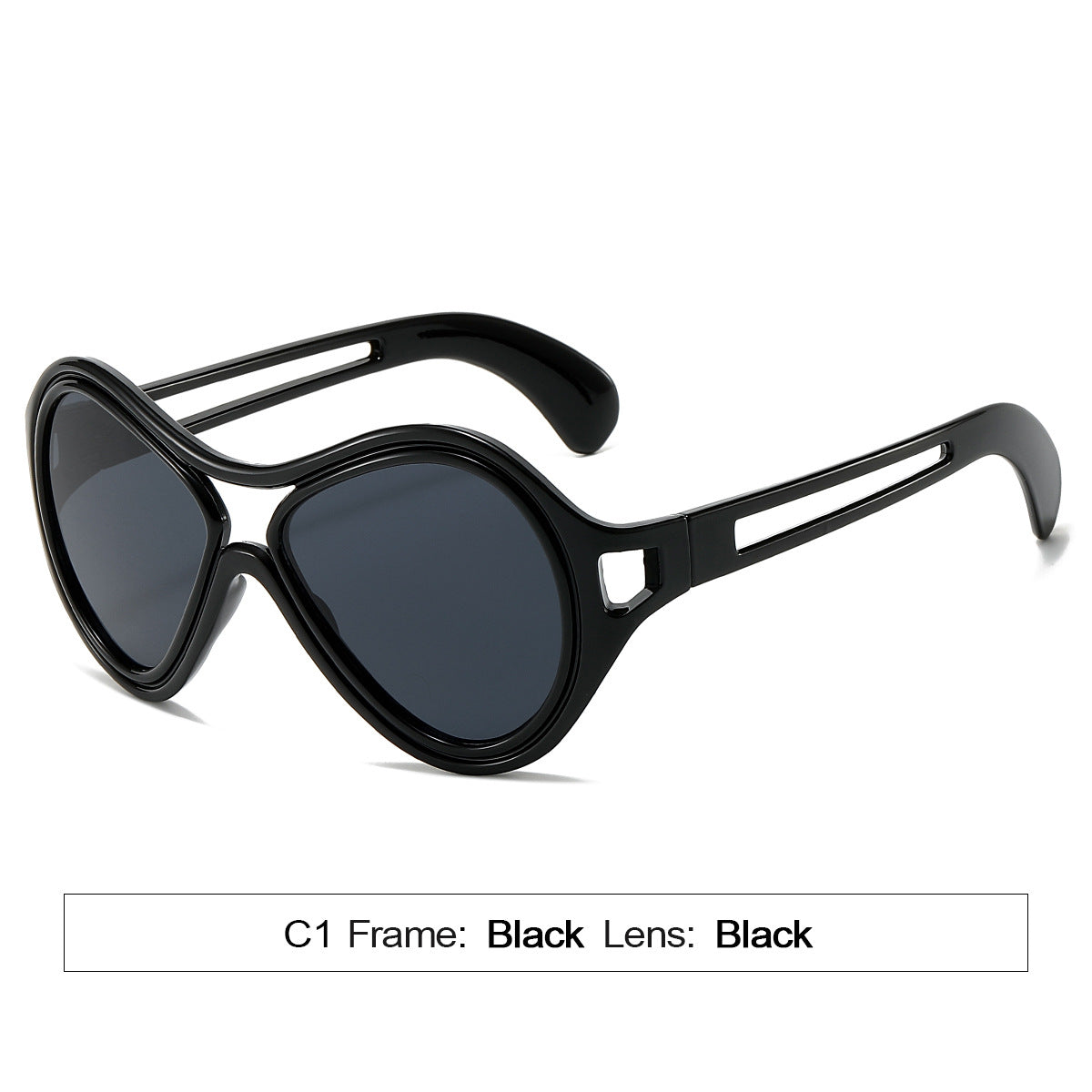 Neue europäische und amerikanische Sonnenbrille für Frauen UV400 Mode Doppelstrahl Rundrahmen Personalisierte PC Hohl Sonnenschutz Sonnenbrille