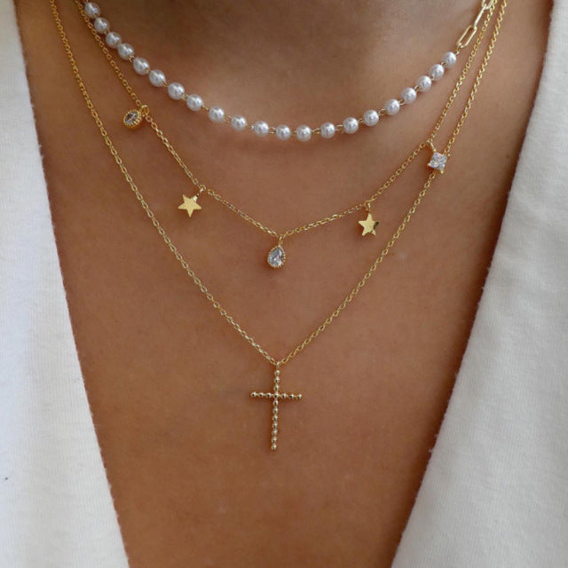 Multilayer Trend Elegant Jewelry Long Snake Chain Crystal St