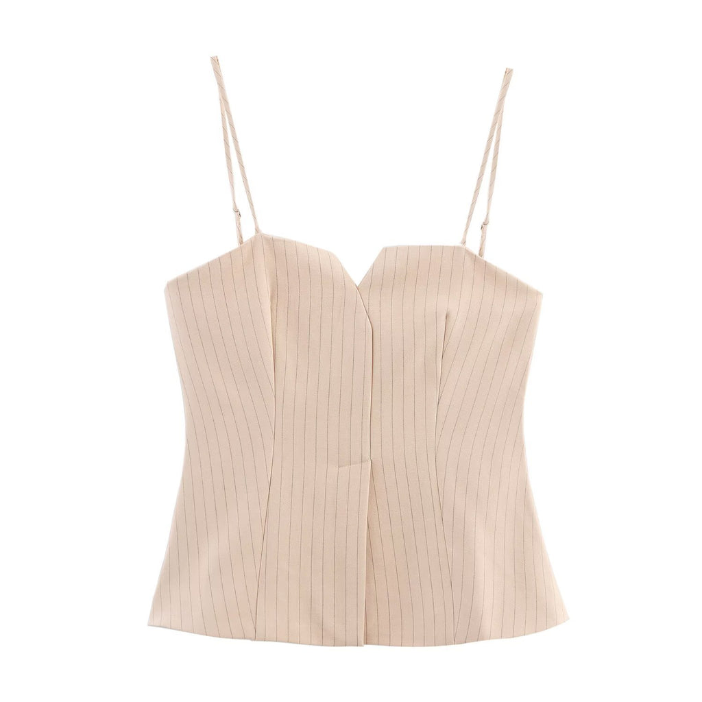 Modisches Slim Fit Plissee-Streifen-Top+Rock-Hosen-Set für Damen