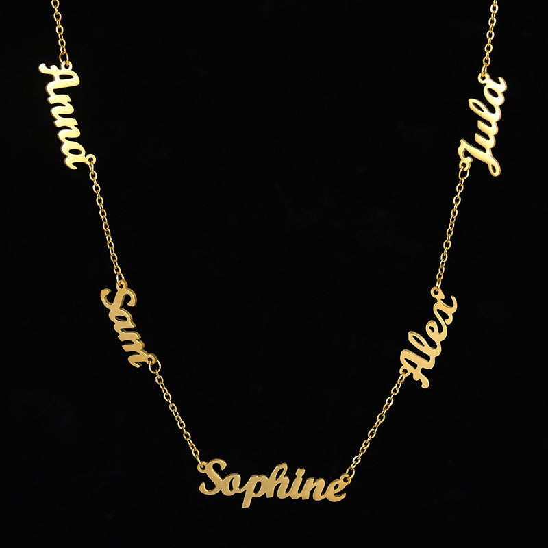 Personalized Name Necklace Stainless Steel English Letter Pendant Women's Jewelry with Multiple Names