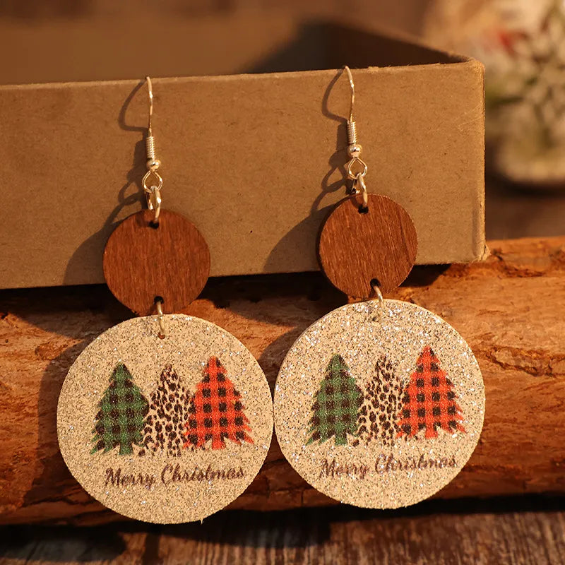 Weihnachtsbaum-Ohrringe aus PU-Leder