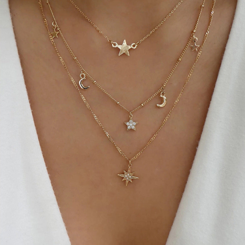 Multilayer Trend Elegant Jewelry Long Snake Chain Crystal St