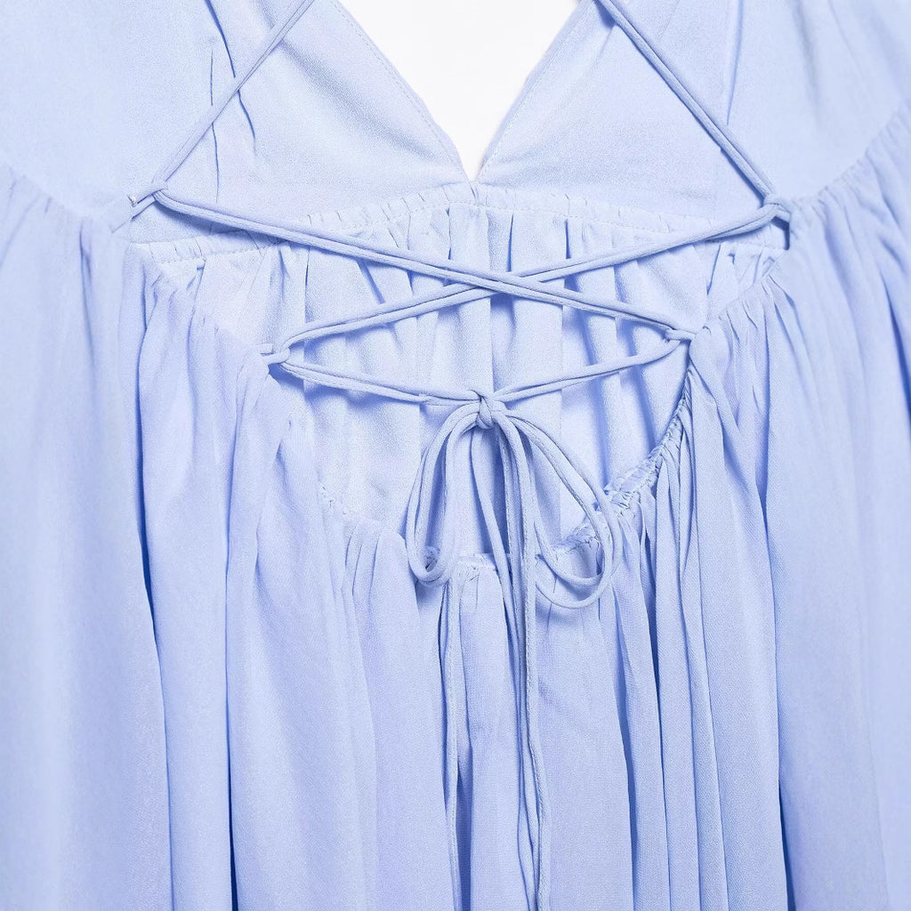 Backless cross strap camisole puffy dress for women