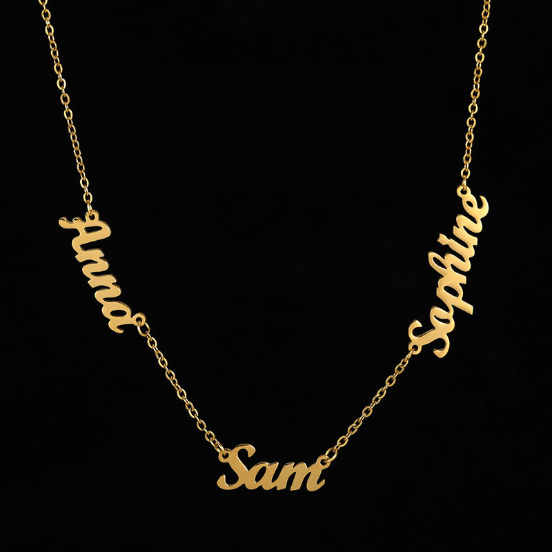 Personalized Name Necklace Stainless Steel English Letter Pendant Women's Jewelry with Multiple Names