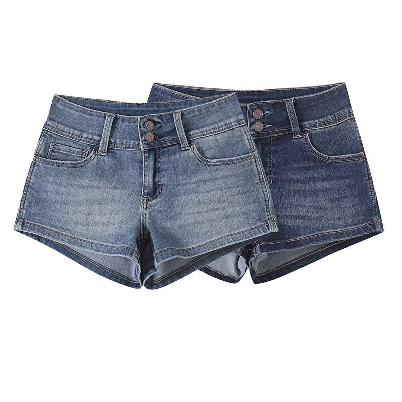 Jeansshorts mit niedriger Taille und geradem Bein für Damen 