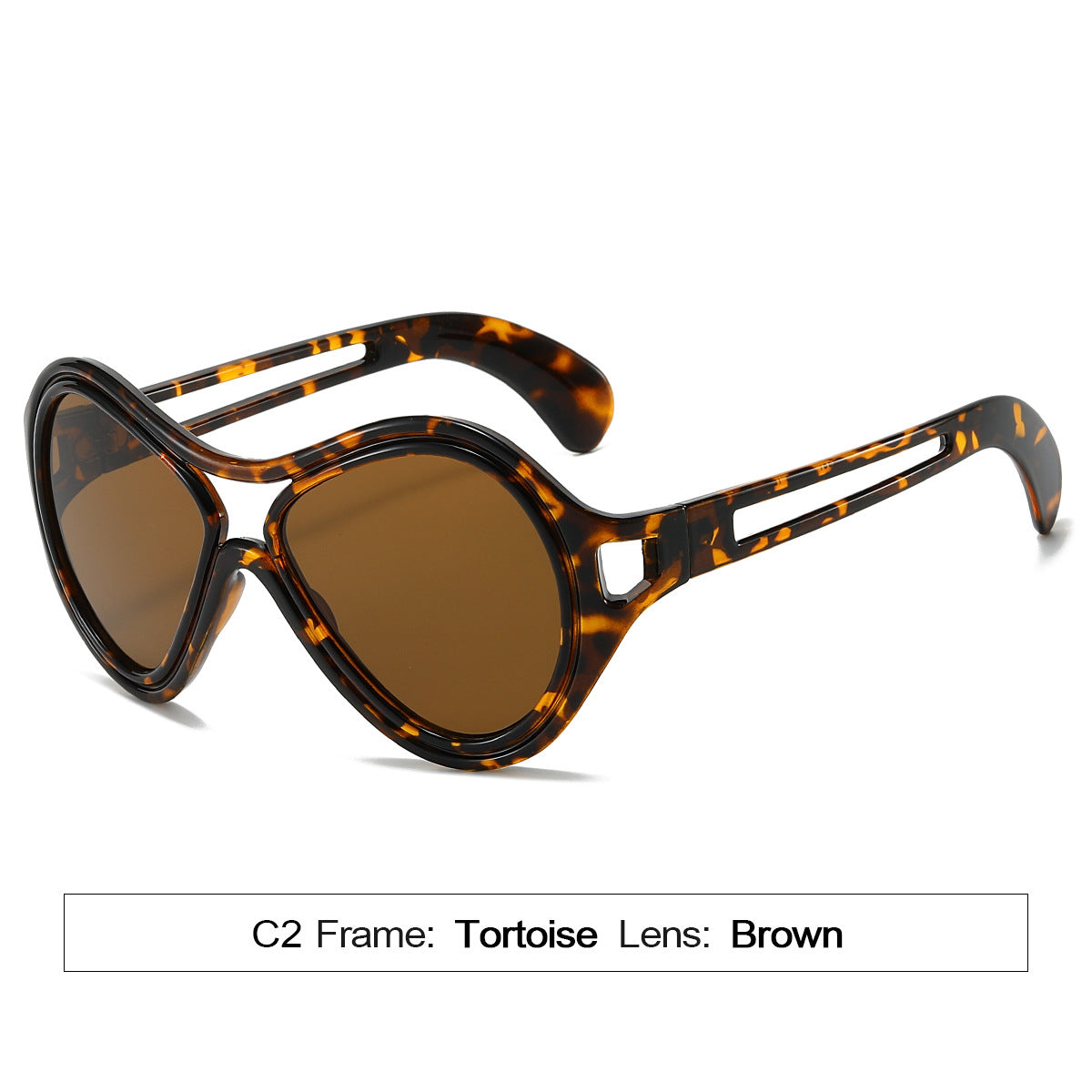Neue europäische und amerikanische Sonnenbrille für Frauen UV400 Mode Doppelstrahl Rundrahmen Personalisierte PC Hohl Sonnenschutz Sonnenbrille