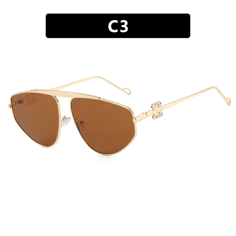 Einstrahlige, unregelmäßige Sonnenbrille, Metall-Kröten-Hohlsonnenbrille, europäische und amerikanische UV-beständige Sonnenbrille, konkaves Design für Damen