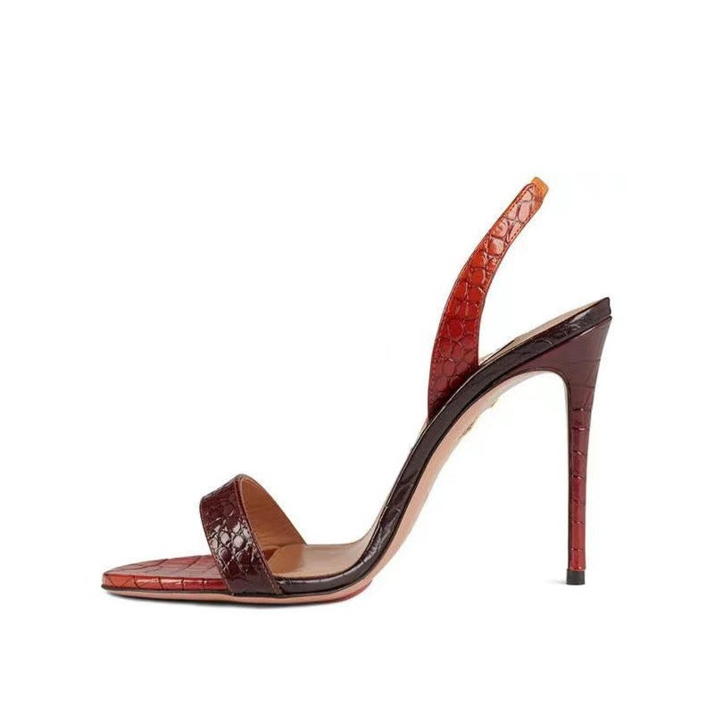 New round head strip with a fashionable and minimalist look, slim and slim, ultra-high heels, and a large size sandal for women