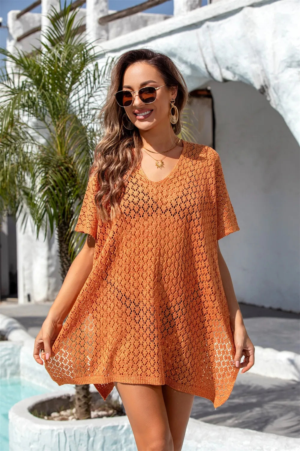 Beach Hoodie Hollow Knitted Shirt Beach Vacation Bikini Sunscreen Clothes Women