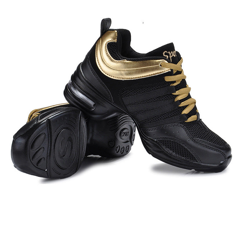 Comfortable mesh breathable fashionable women's dance shoes with soft sole and height increasing dance shoes
