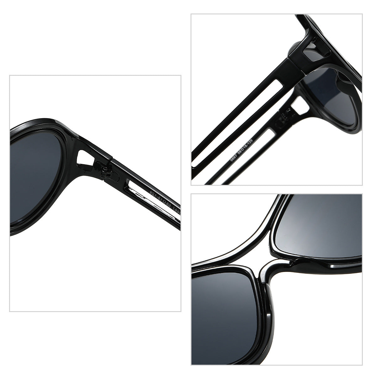 Neue europäische und amerikanische Sonnenbrille für Frauen UV400 Mode Doppelstrahl Rundrahmen Personalisierte PC Hohl Sonnenschutz Sonnenbrille