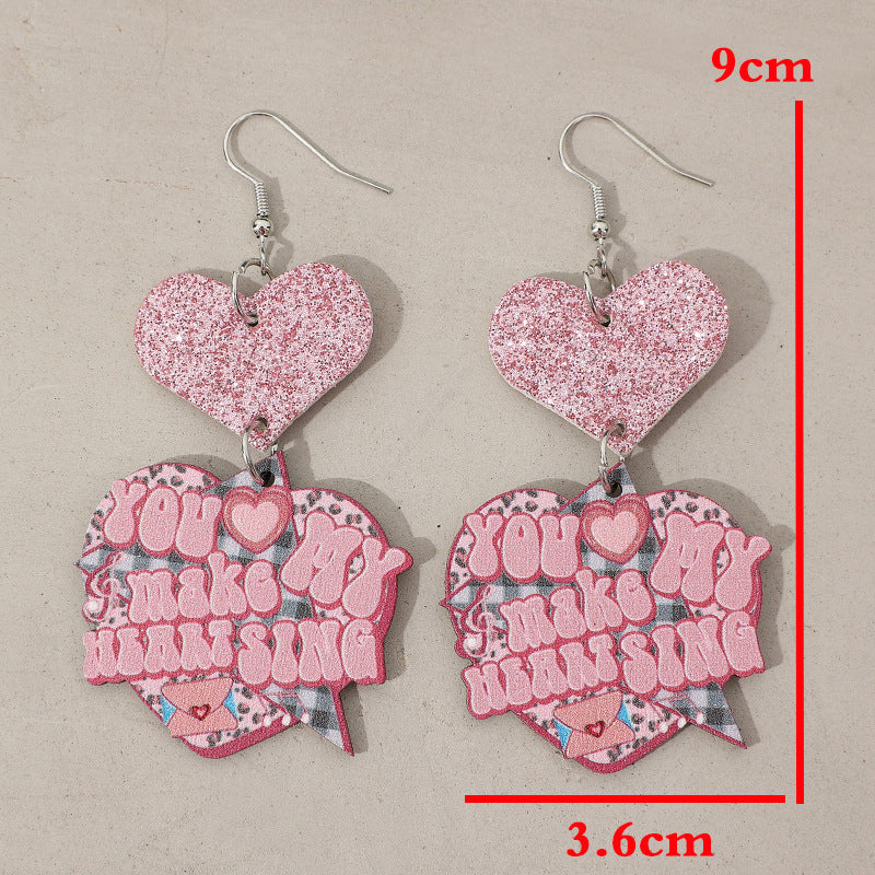 Heart Shape Wooden Earrings