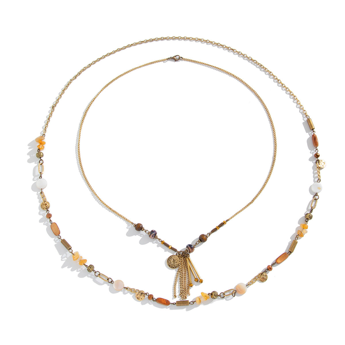 Original Irregular Turquoise Multi Layer Necklace Versatile Alloy Special Secret Chain Long Chain