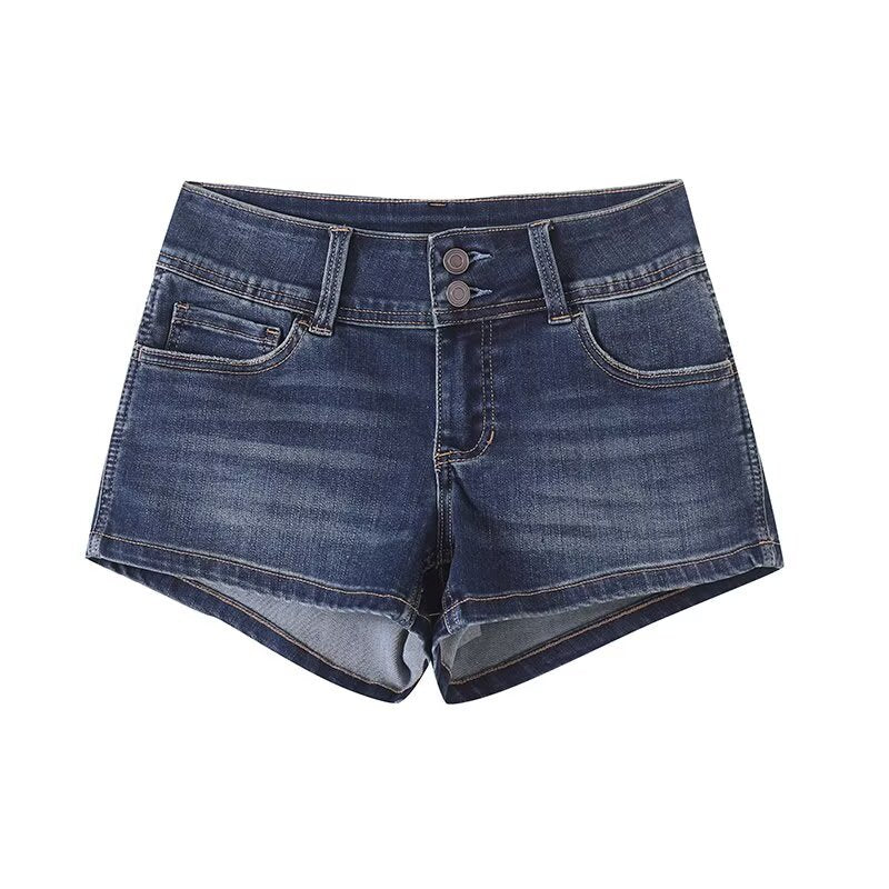 Jeansshorts mit niedriger Taille und geradem Bein für Damen 