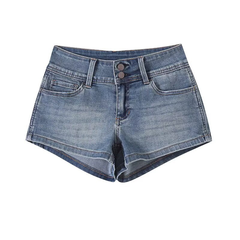 Jeansshorts mit niedriger Taille und geradem Bein für Damen 