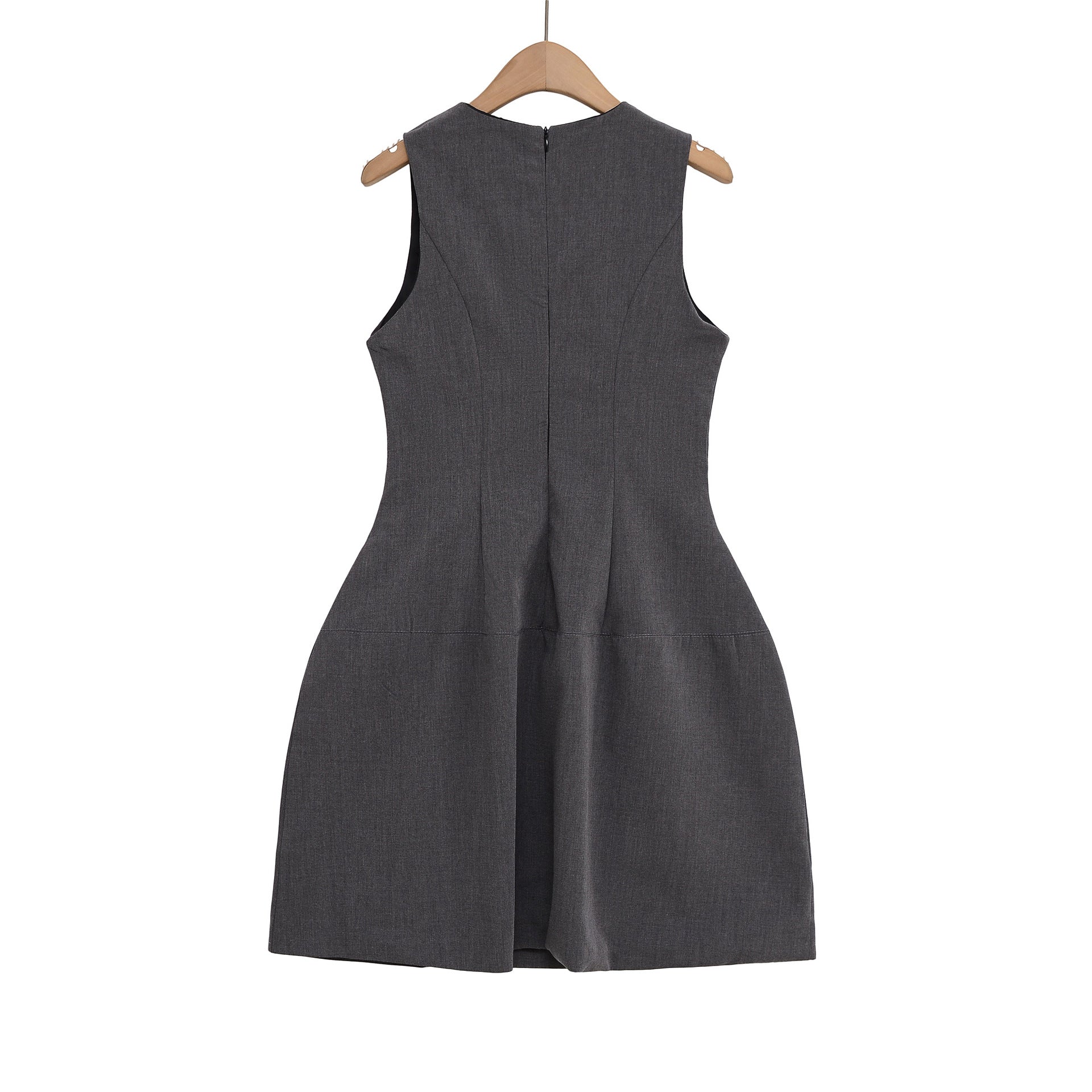 Women's European and American style round neck sleeveless waist cinched A-line dress