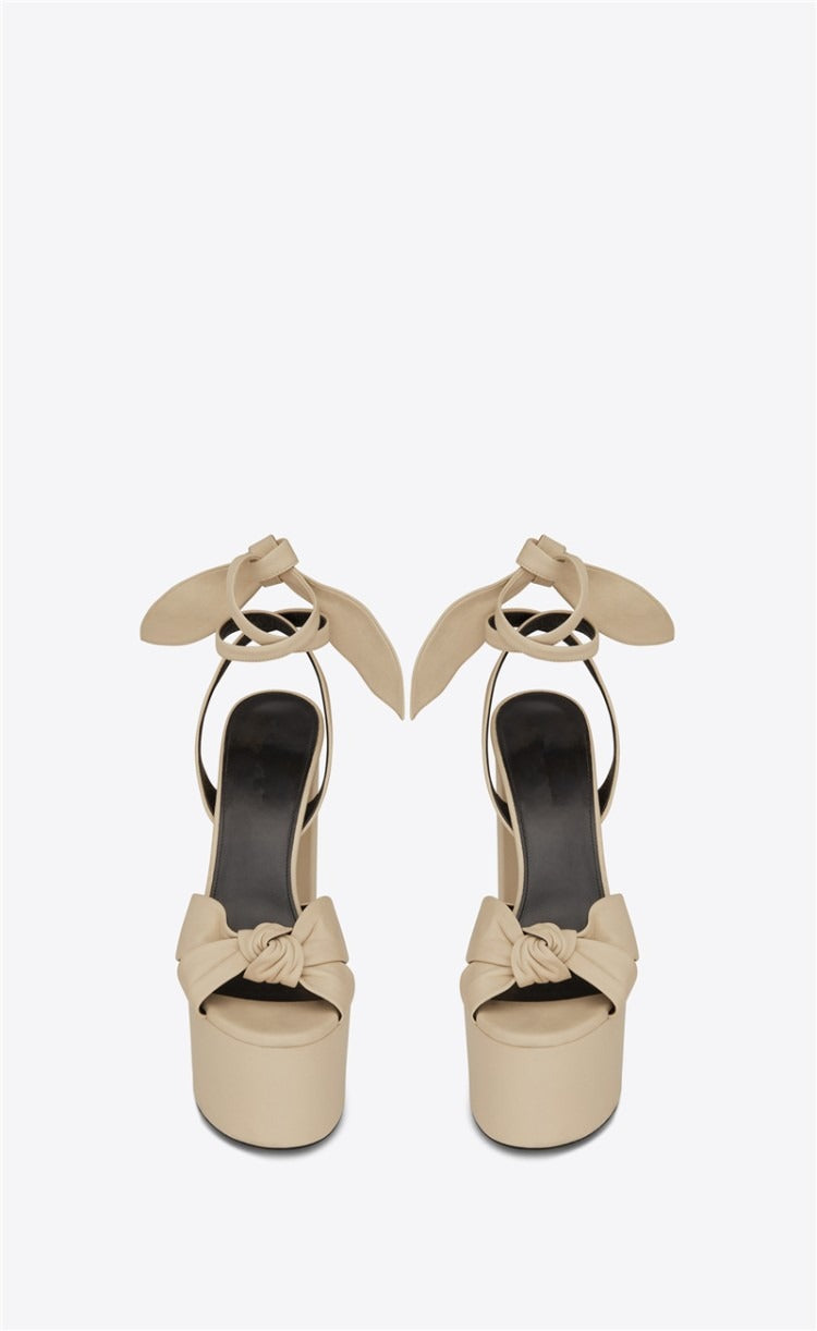 Walking show microfiber round toe waterproof platform thick sole sandal buckle