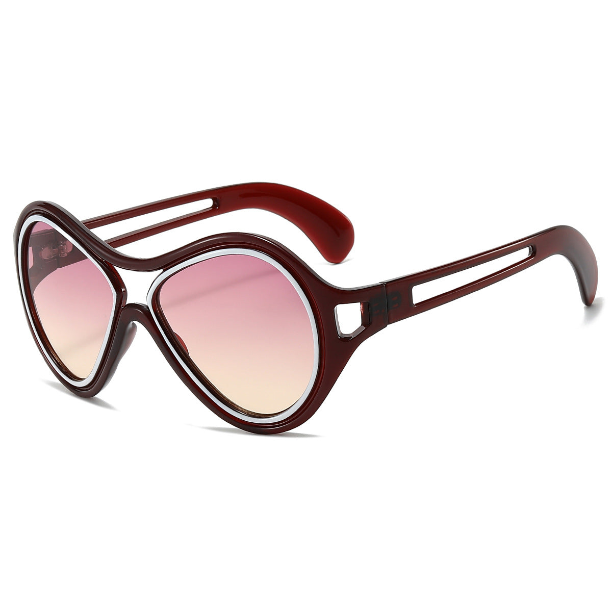 Neue europäische und amerikanische Sonnenbrille für Frauen UV400 Mode Doppelstrahl Rundrahmen Personalisierte PC Hohl Sonnenschutz Sonnenbrille