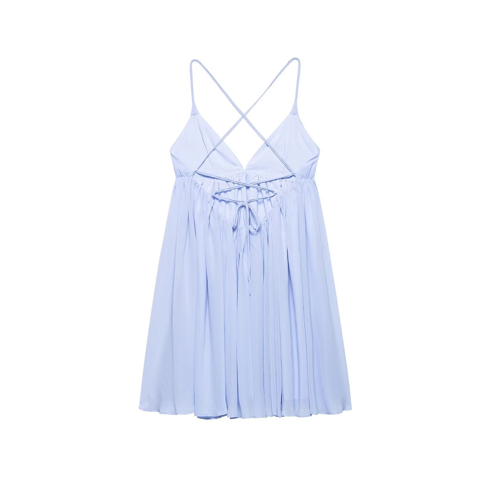 Backless cross strap camisole puffy dress for women