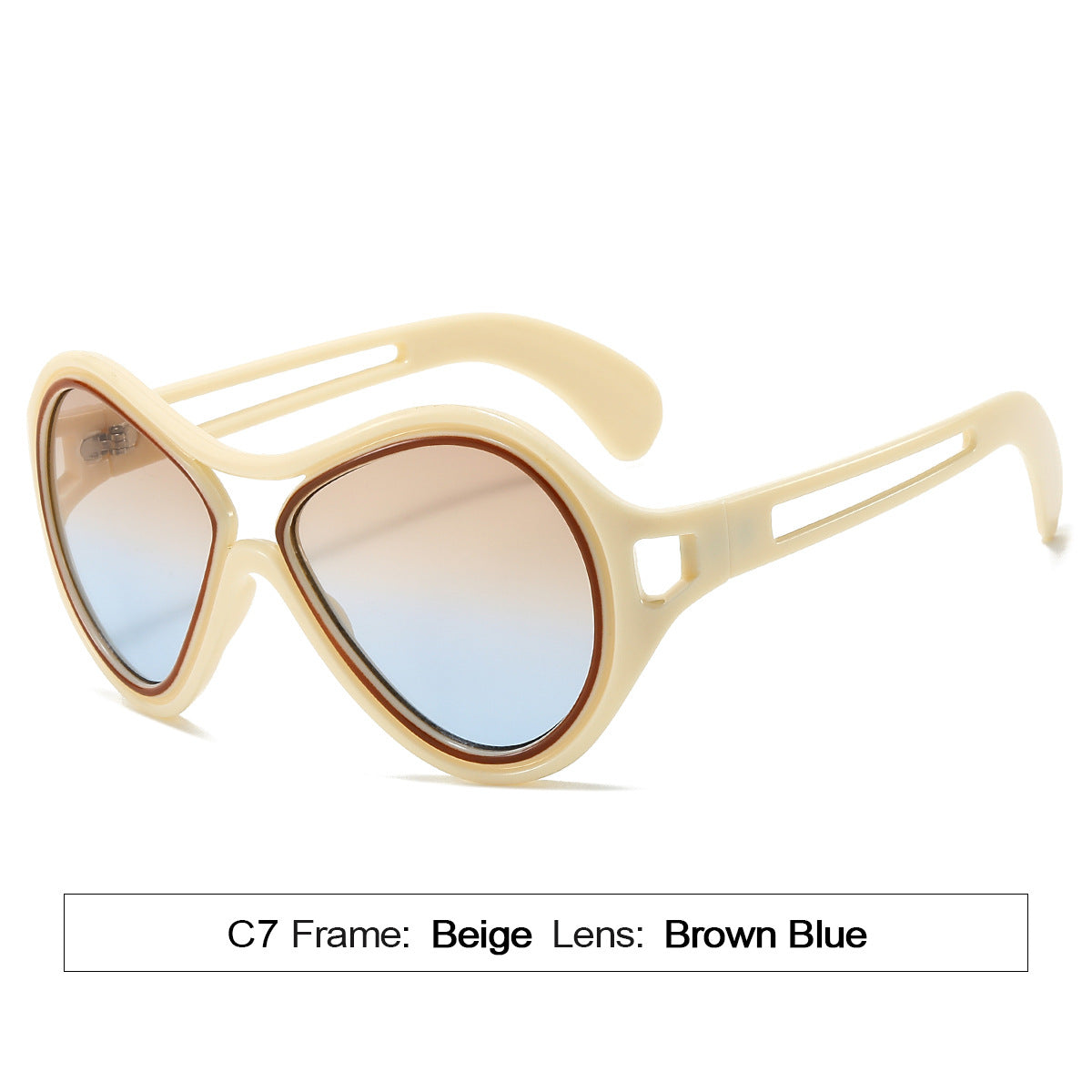 Neue europäische und amerikanische Sonnenbrille für Frauen UV400 Mode Doppelstrahl Rundrahmen Personalisierte PC Hohl Sonnenschutz Sonnenbrille