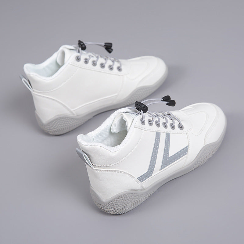 Mid top soft soled white shoes fashionable shoes anti slip and wear-resistant sports shoes for women