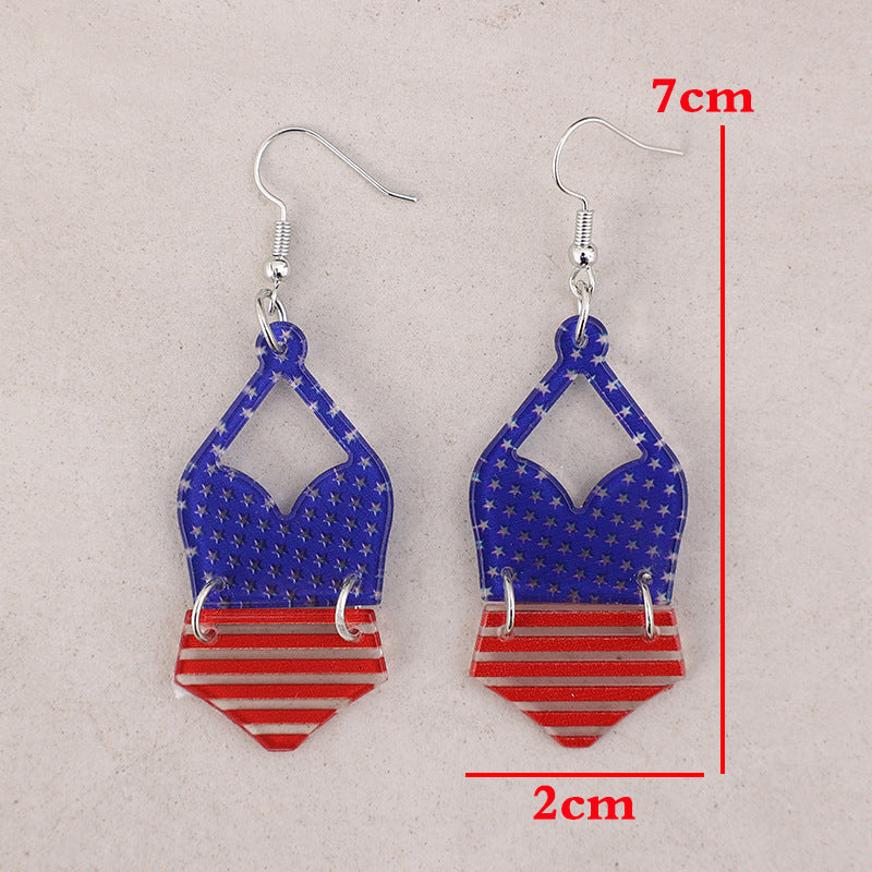 US Flag Pattern Acrylic Earrings