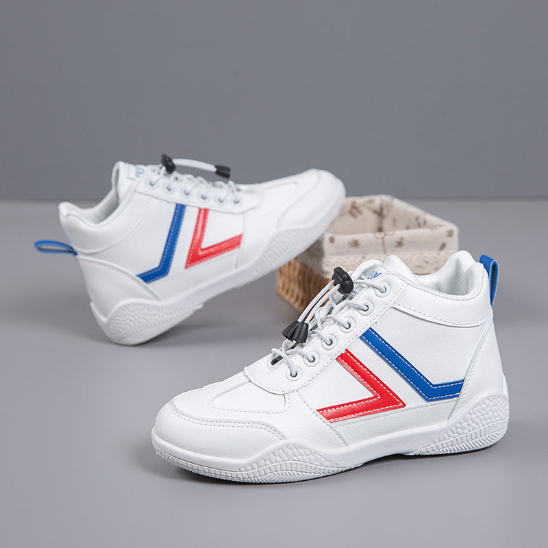 Mid top soft soled white shoes fashionable shoes anti slip and wear-resistant sports shoes for women