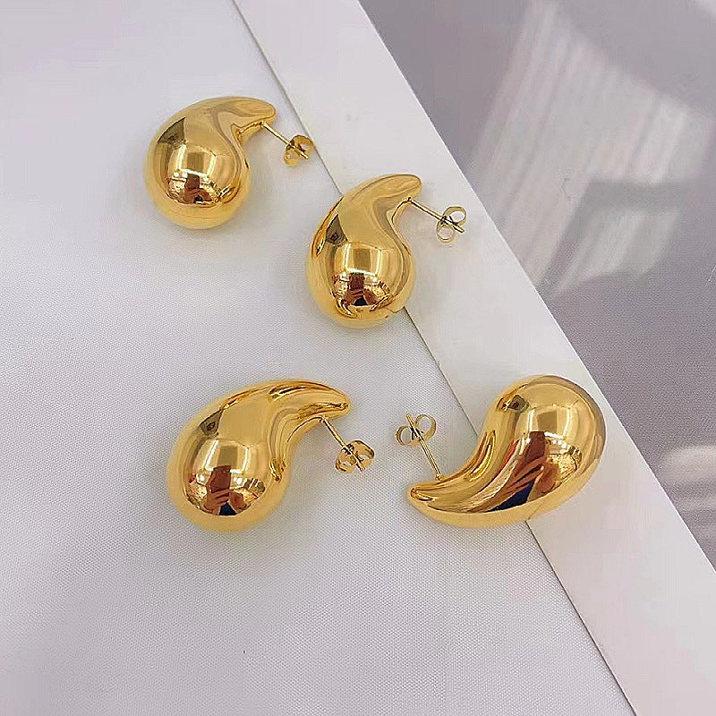 Water droplet hollow earrings size personalized earrings