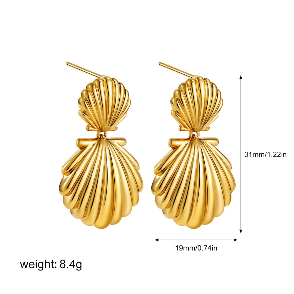 European and American Ocean Wind Shell Titanium Steel Earrings Gold Stainless Steel Earrings Highlight Ear Accessories