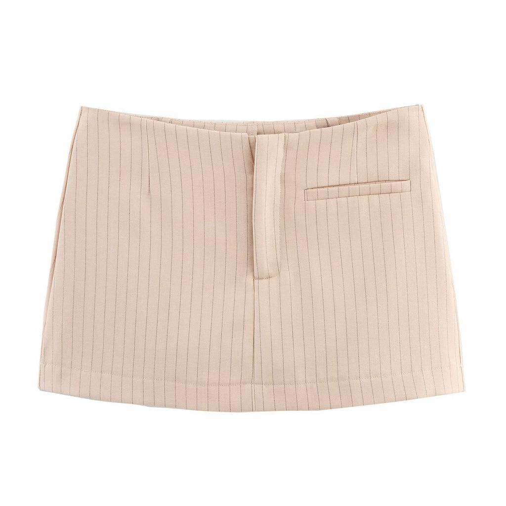 Modisches Slim Fit Plissee-Streifen-Top+Rock-Hosen-Set für Damen